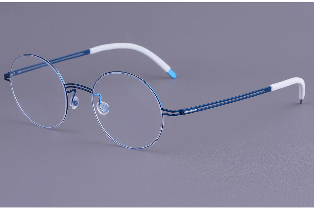 Round Screwless Pure Titanium Eyeglasses Frame
