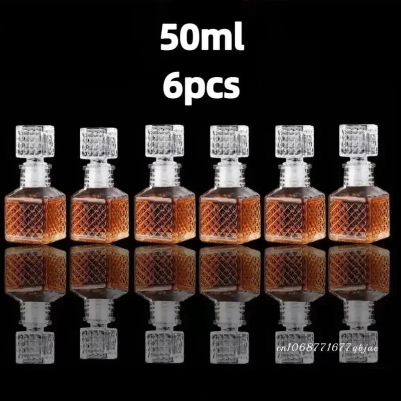 50ml 100ml 6pcs 12pcs Whisky Glass Liquor Bottle French Carved For Alcohol Wedding Gifts Wine Mini Container Storage Favour Set