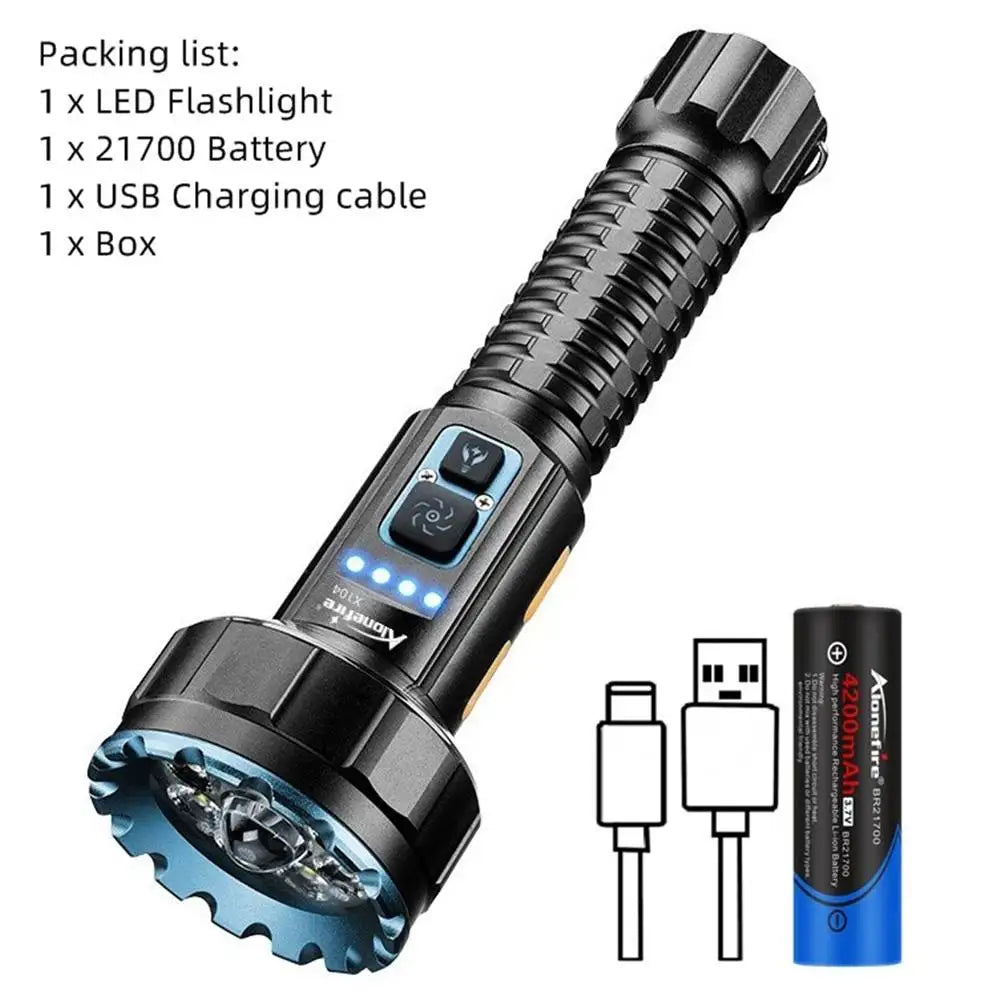 30W 1 Plus 8 LED Rechargeable Camping Flashlight
