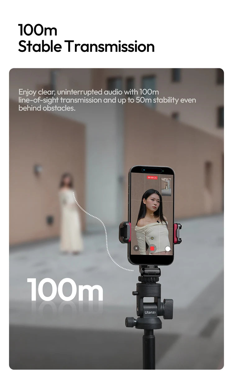 Wireless Lavalier Microphone Dual Mic Plug & Play for iPhone Android Live Recording