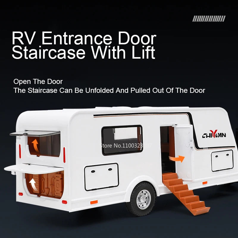 1/32 Rolls Royce Cullinan RV Car Model Alloy Diecast Off-road Vehicle Toy With Sound and Light Camping Car Model  For Boys Gifts