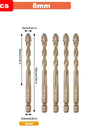 Hex Masonry Drill Bits 1/4 Shank Titanium Steel Metal Cross Drill For Glass Ceramic Concrete Brick Hard Drill Bit Tool