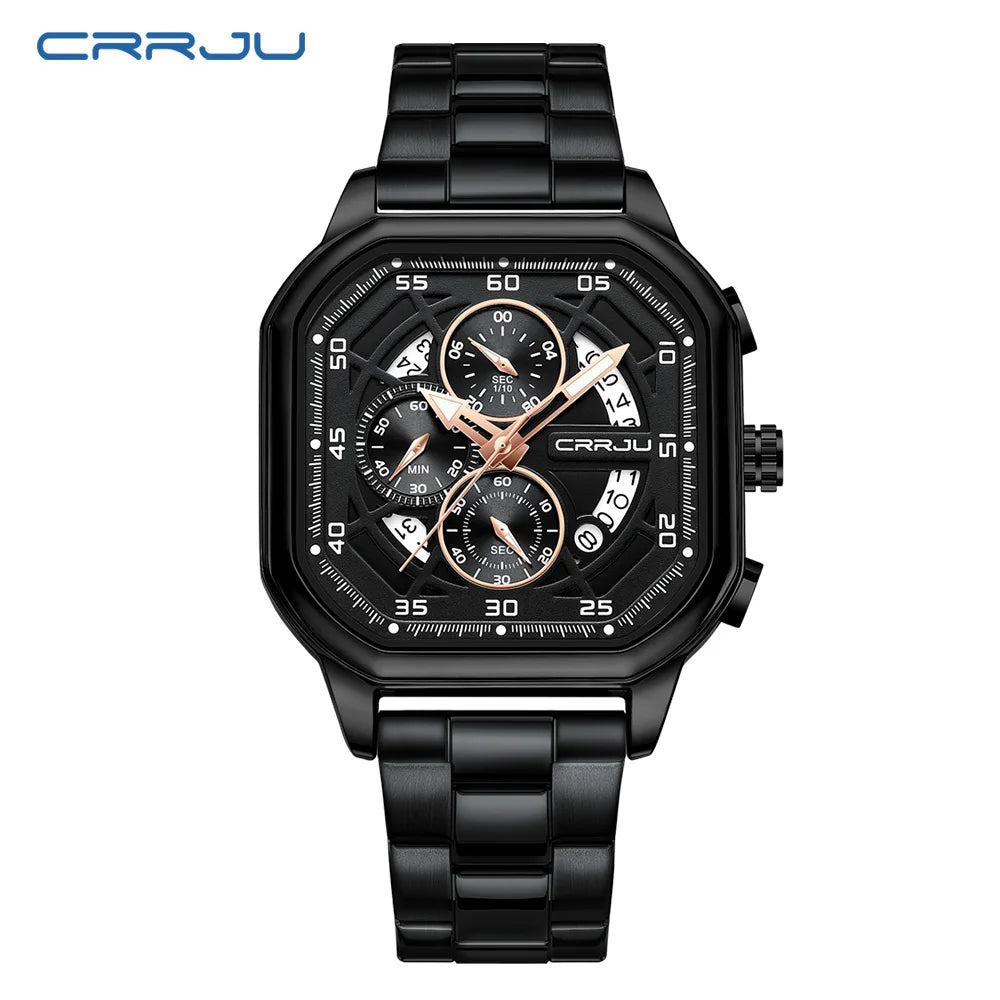 Men Watch Stainless Steel Chronograph Watches for Men Luxury Waterproof Date Analog Quartz Business Clock