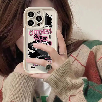 Cartoon Black Cat Case for Samsung Galaxy S24 S23 S22 Ultra S21 Plus S20 FE Cover