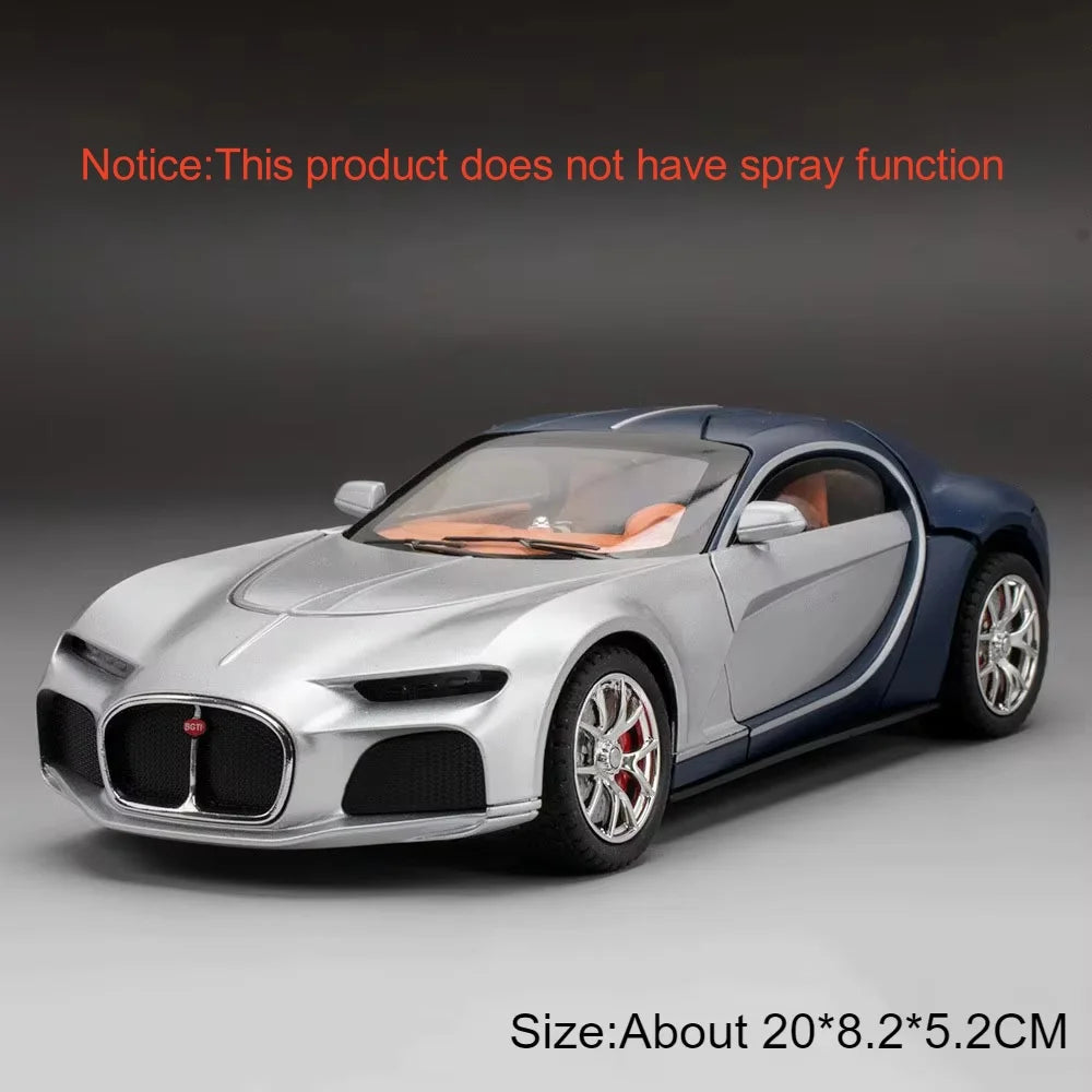 1:24 Scale Bolide Atlantic Car Model Toy Alloy Body Rubber Tire Shock Absorption Vehicle Models Sound&Light Ornaments Gifts