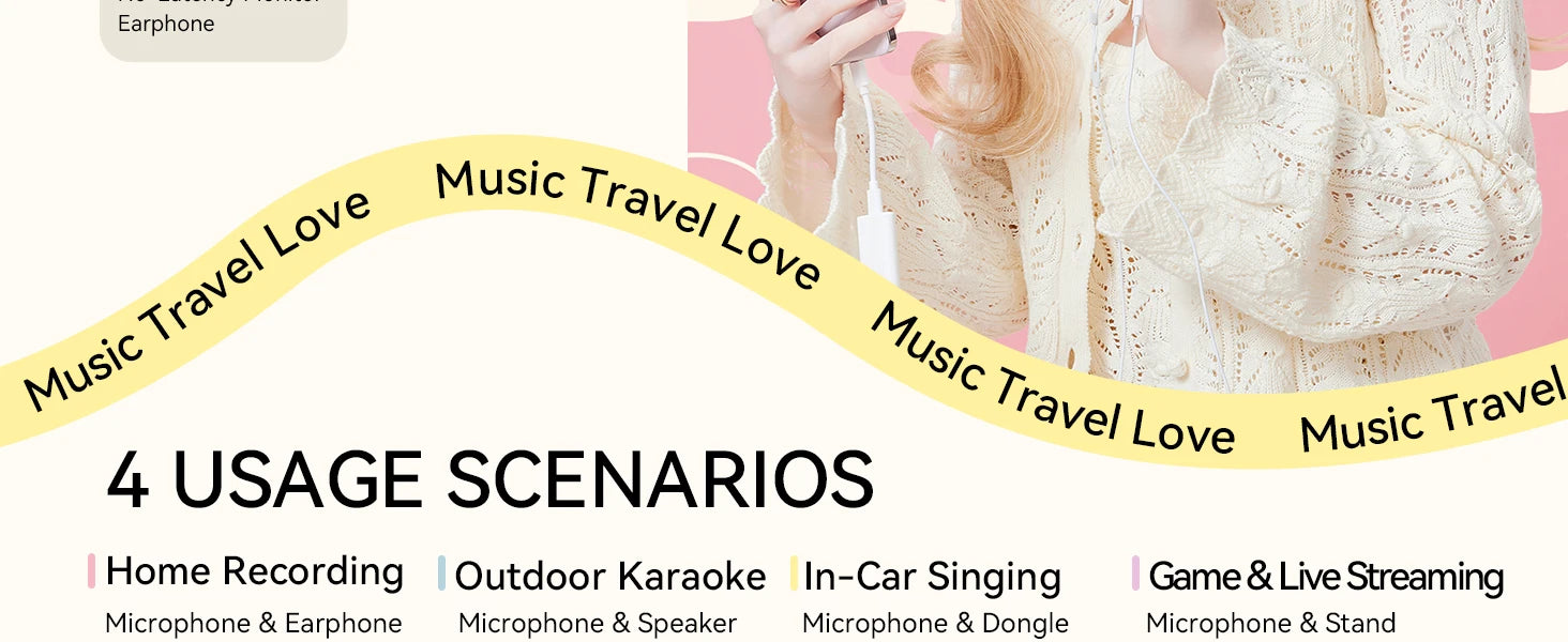 Microphone with Earphone & Mic Stand for Recording and Live Streaming, Wesing, Smule, Starmaker, YouTube, Podcasting & All Apps