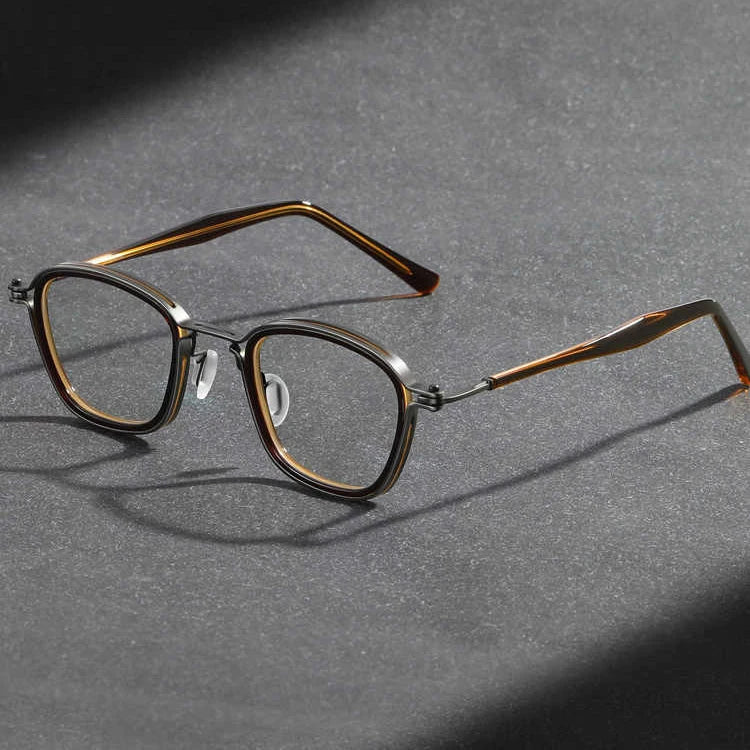 Vintage Square Titanium Acetate Eyeglasses Frame