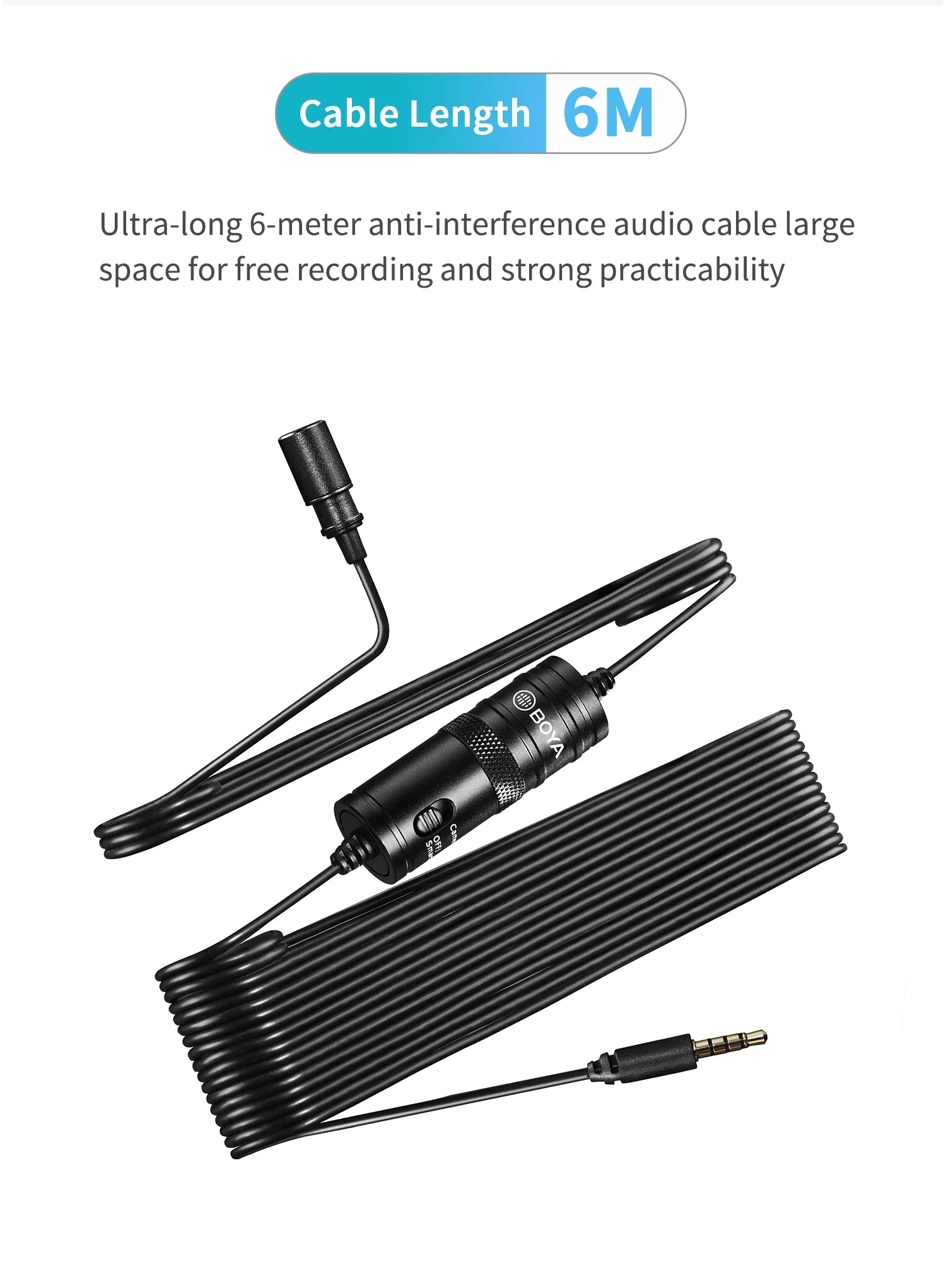 BY-M1 6m Professional Condenser Lavalier Lapel Microphone for PC Computer Laptop Smartphone iPhone DSLR Youtube Streaming