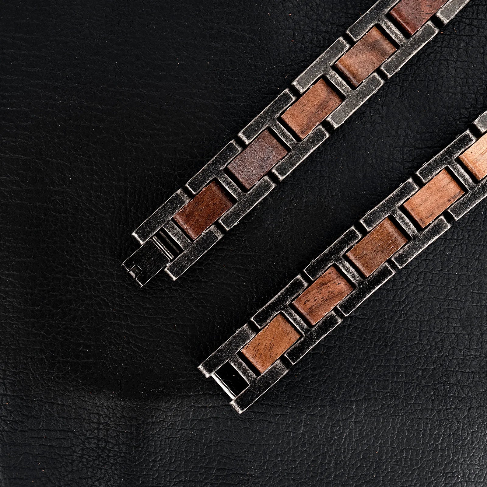 Bracelet Metal Stainless Steel Wood Strap Jewelry Ladies