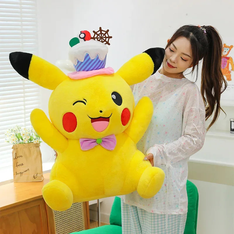 60cm Pokemon Kawaii Pikachu Plush Toy Anime Stuffed Doll Large Pillow Kids Birthday Xmas Gift Pokemon Cake Plushie Arcade