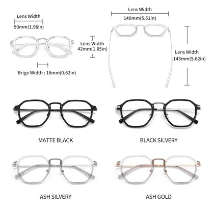 Universal Square Minimalist Design Fashionable New Acrylic Metal Glasses Frame Anti Blue Glasses