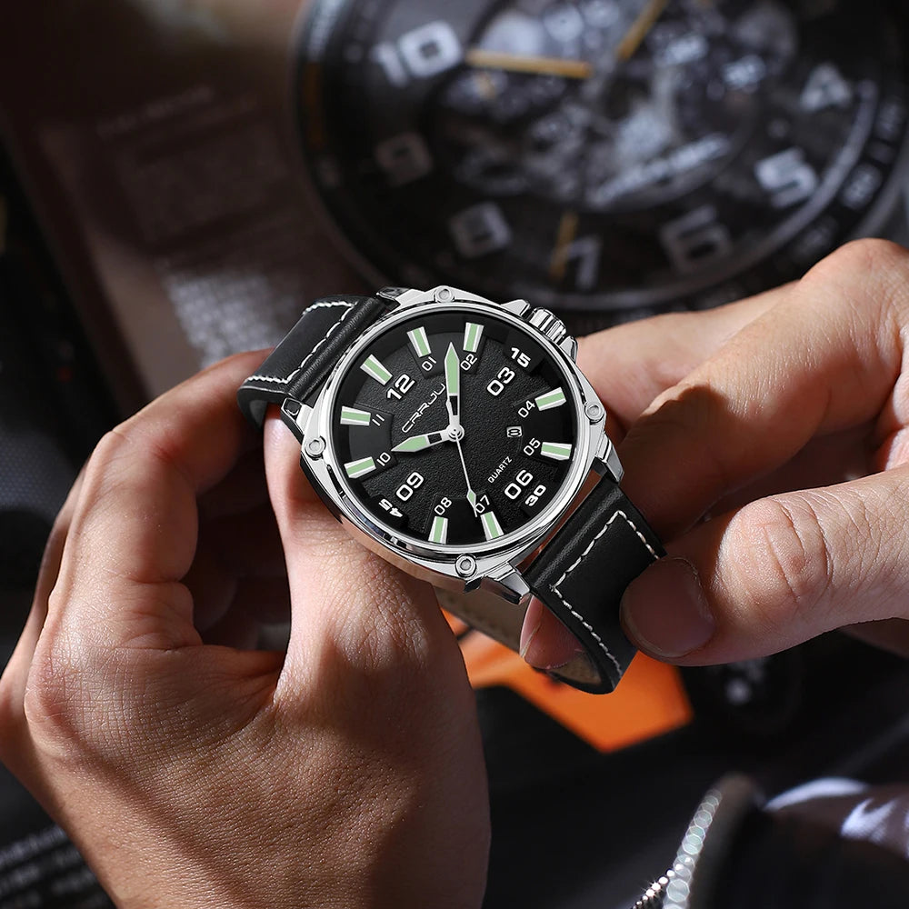 Simple Fashion Thin Date Wristwatches Male Luxury Design Breathable Leather Watches Men's Quartz Clock