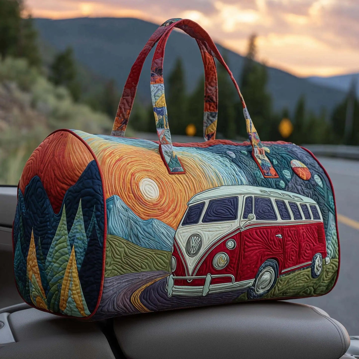 Sun Mountain Forest Quilted Travel Duffle Bag Outdoor Fitness Tote