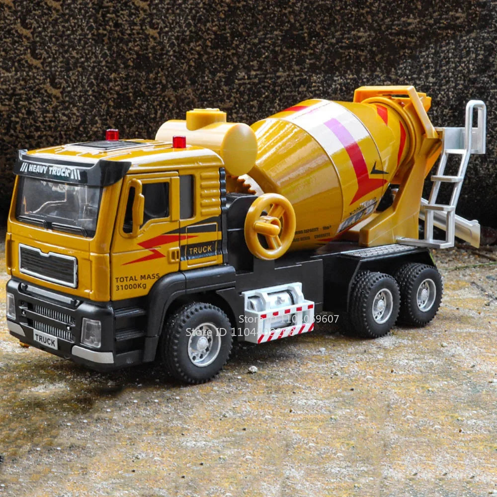 1:40 Electric Cement Mixer Truck Model Toy Alloy Diecast Sound Light Pull Back Engineering Vehicle Models for Boys Gifts
