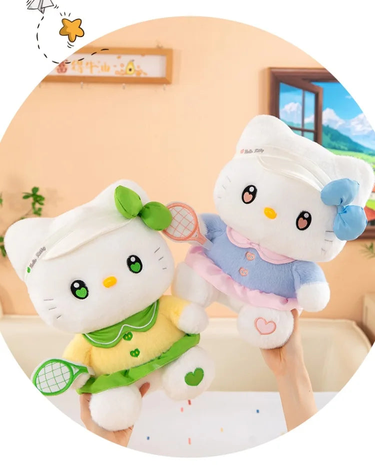 Cute Cat Character Tennis Theme Plush Stuffed Doll Toy