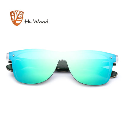 Plastic Frame Sunglasses Wooden Earpieces Rectangle Shades Uv400