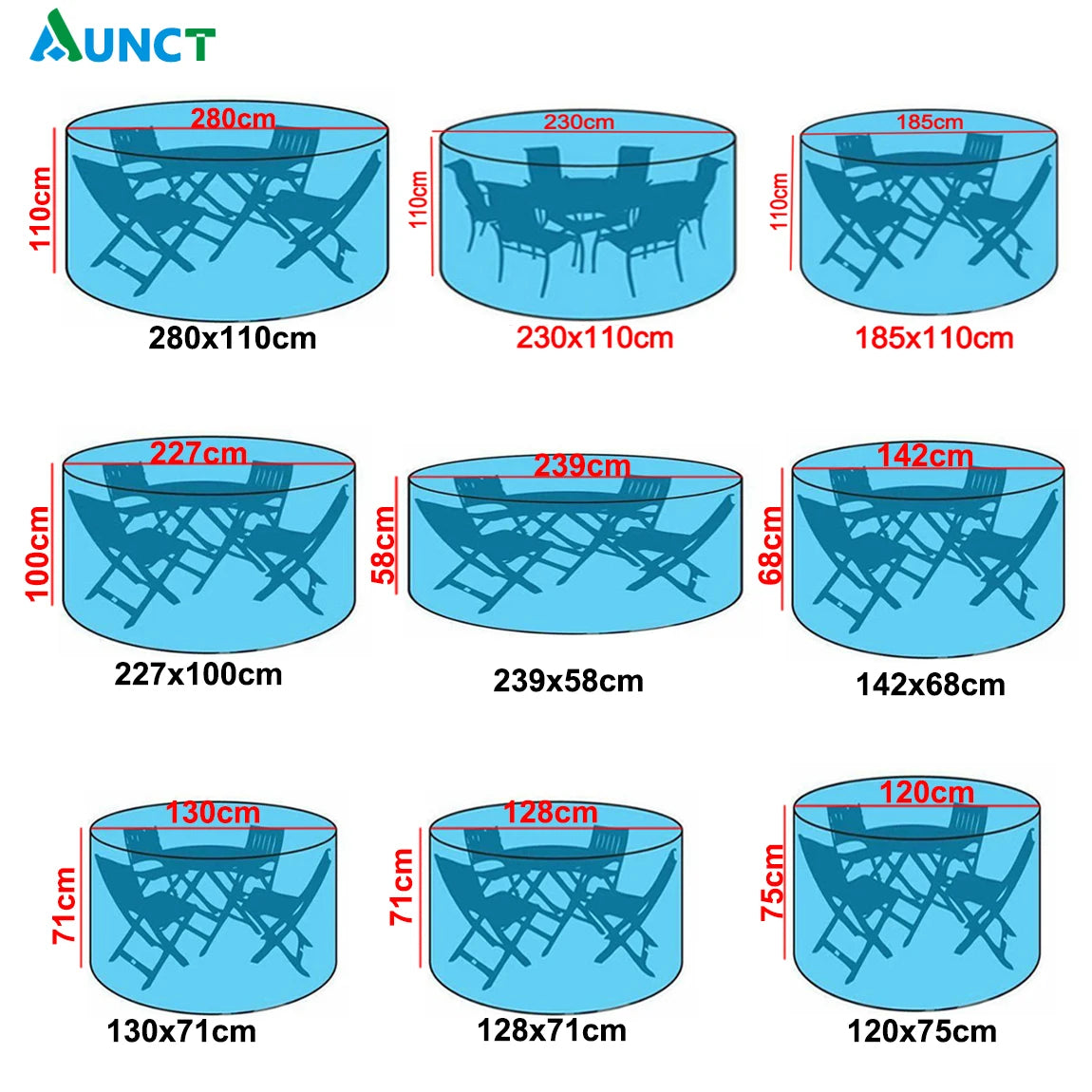 Round Outdoor Garden Furniture Cover Waterproof Patio Table Chair Sofa Dustproof Rain Snow Protector