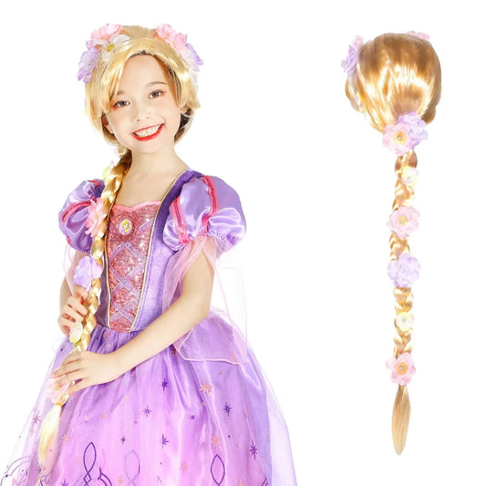 Girls Long Blonde Rapunzel Wigs For  Princess Woman Costume Cosplay Fairytale Ball Braid Wigs For Halloween Christmas Party