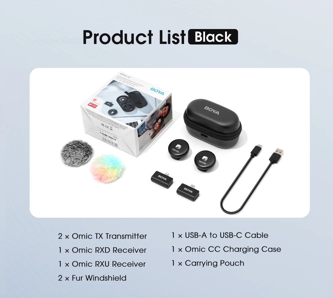 Omic 2-in-1 Wireless Lavalier Lapel Microphone for iPhone Android Smartphones Type-C Youtube Video Recording Streaming Vlog