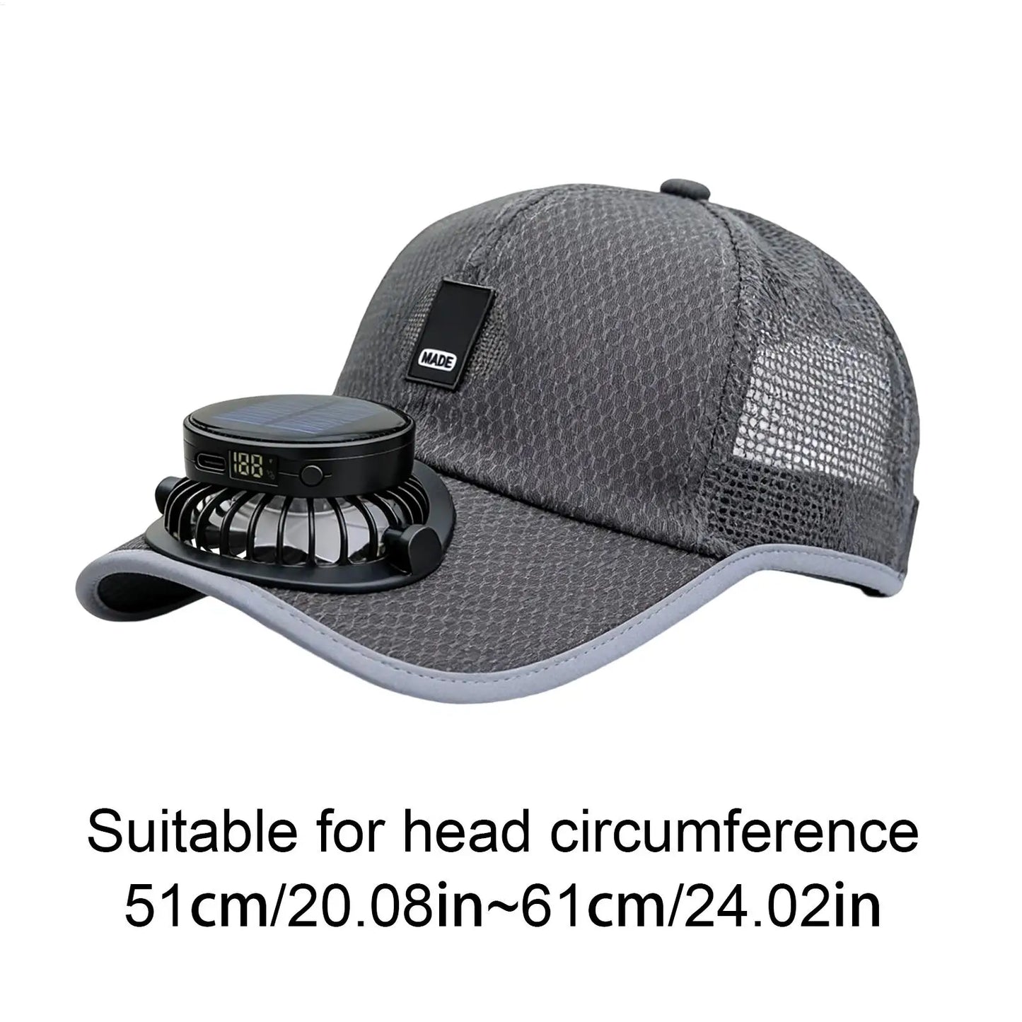 Wide Brim Solar Fan Hat With USB Charging