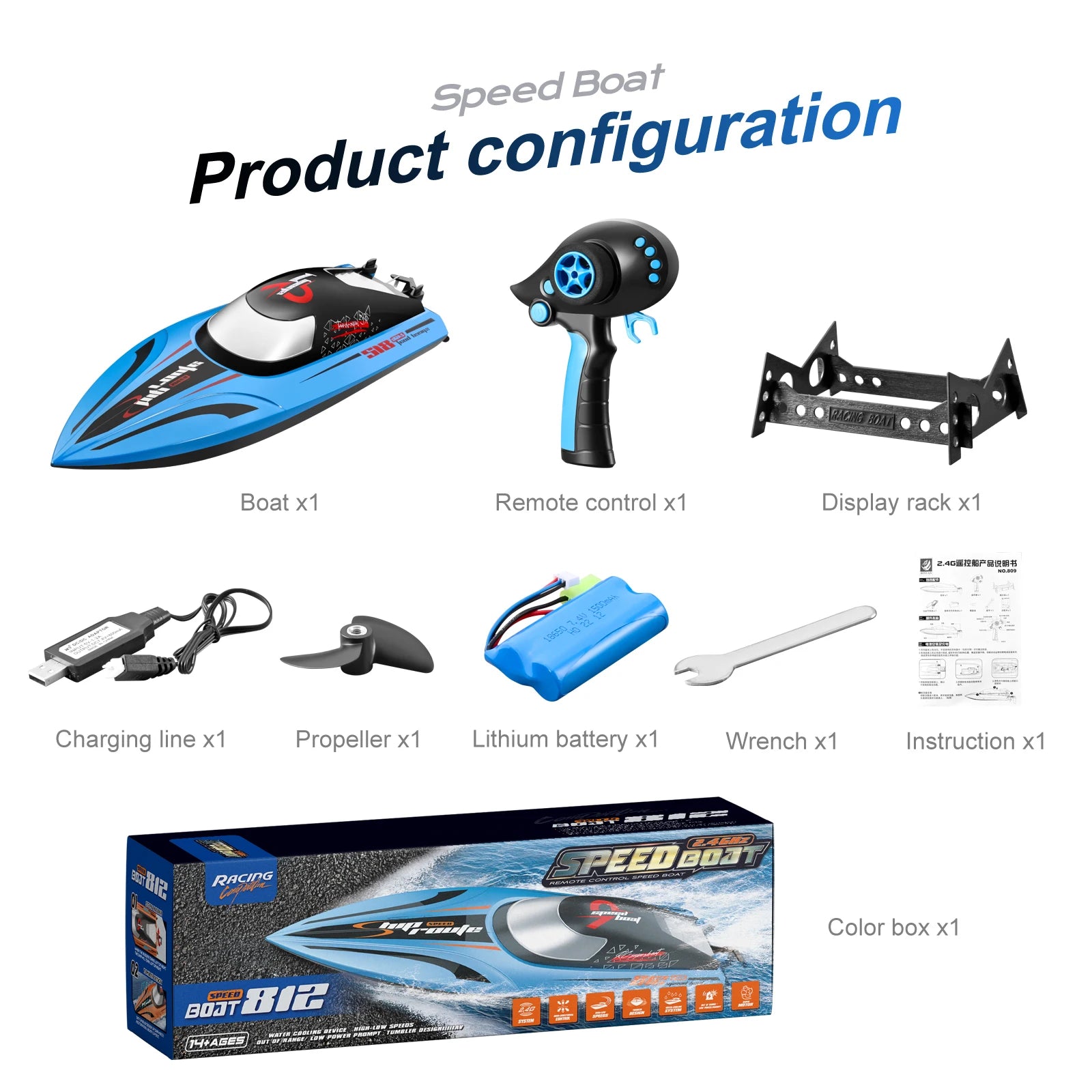 Rc Boat Large 48Cm 40Km/h High-Speed Remote Control Speedboat 2.4G Waterproof Electric Racing Ship Water Toys for Boys