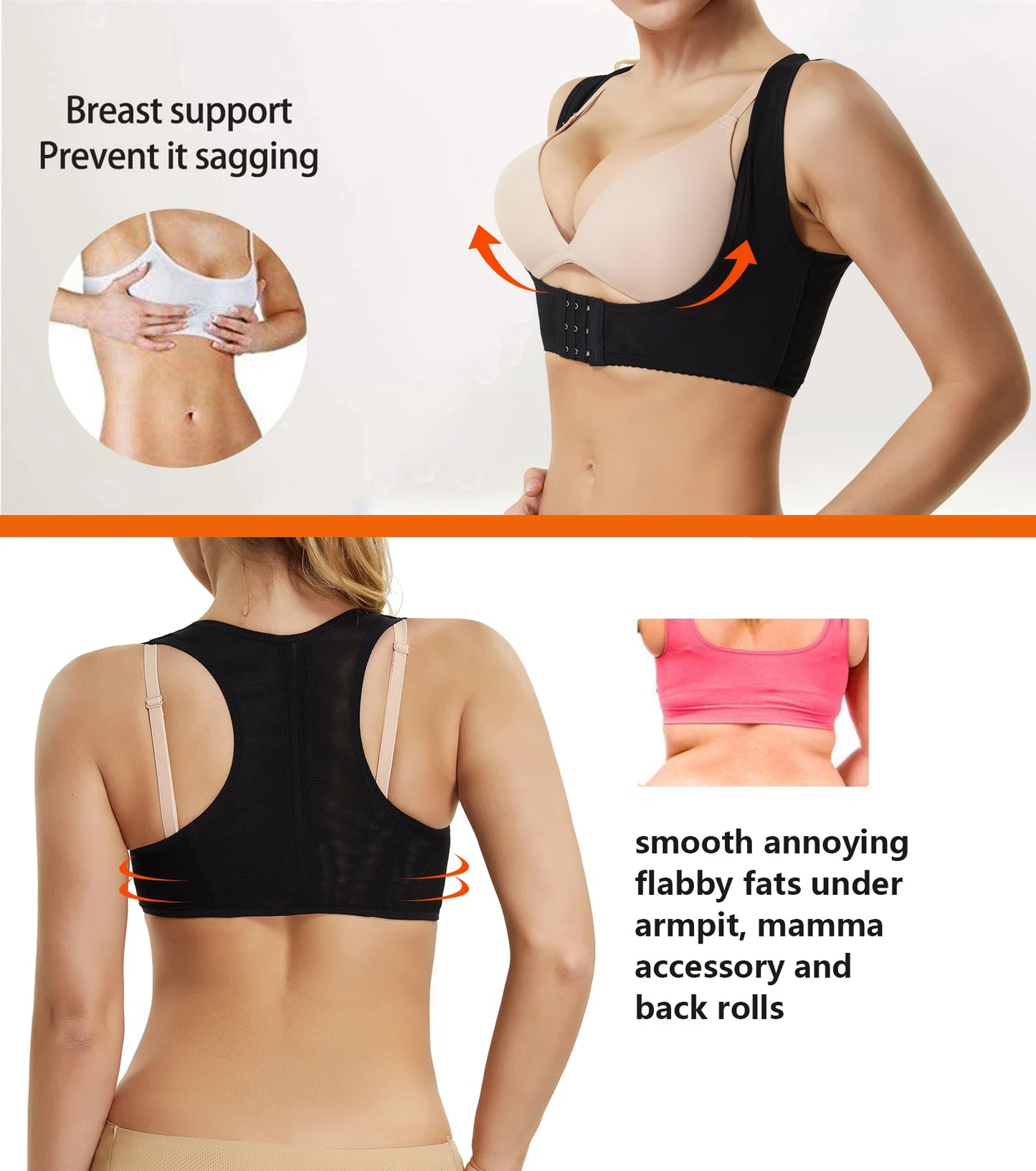 Push Up Bra Support Women Chest Brace Up Posture Corrector Shapewear Top Cropped Vest Back Compression Surgical Slimmer Band 3XL