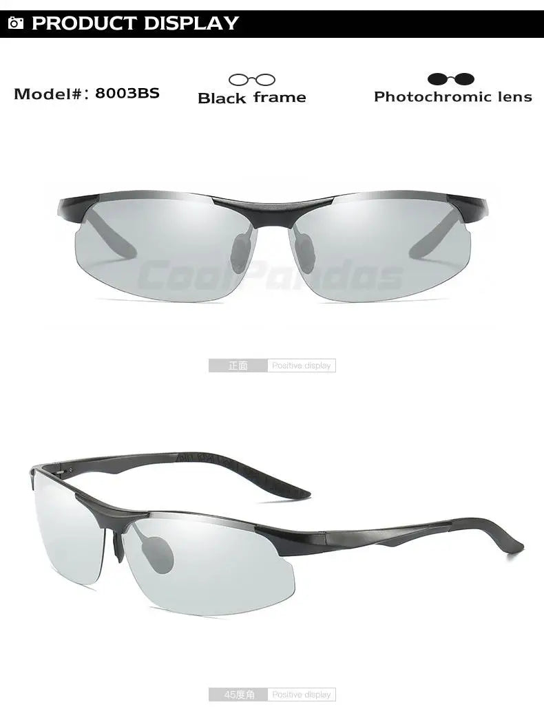Aluminum Photochromic Polarized UV400 Mirror Driving Sunglasses for Men Women