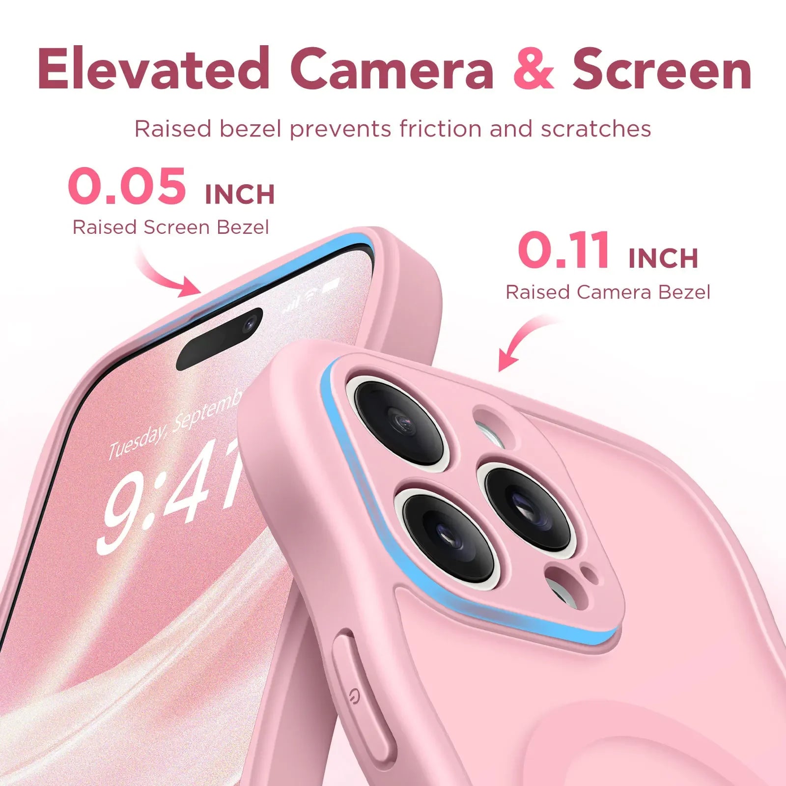 For iPhone 15 Pro Max Case Curly Wave Frame Shape Design Camera Protection Drop Shockproof Compatible with MagSafe Phone Case