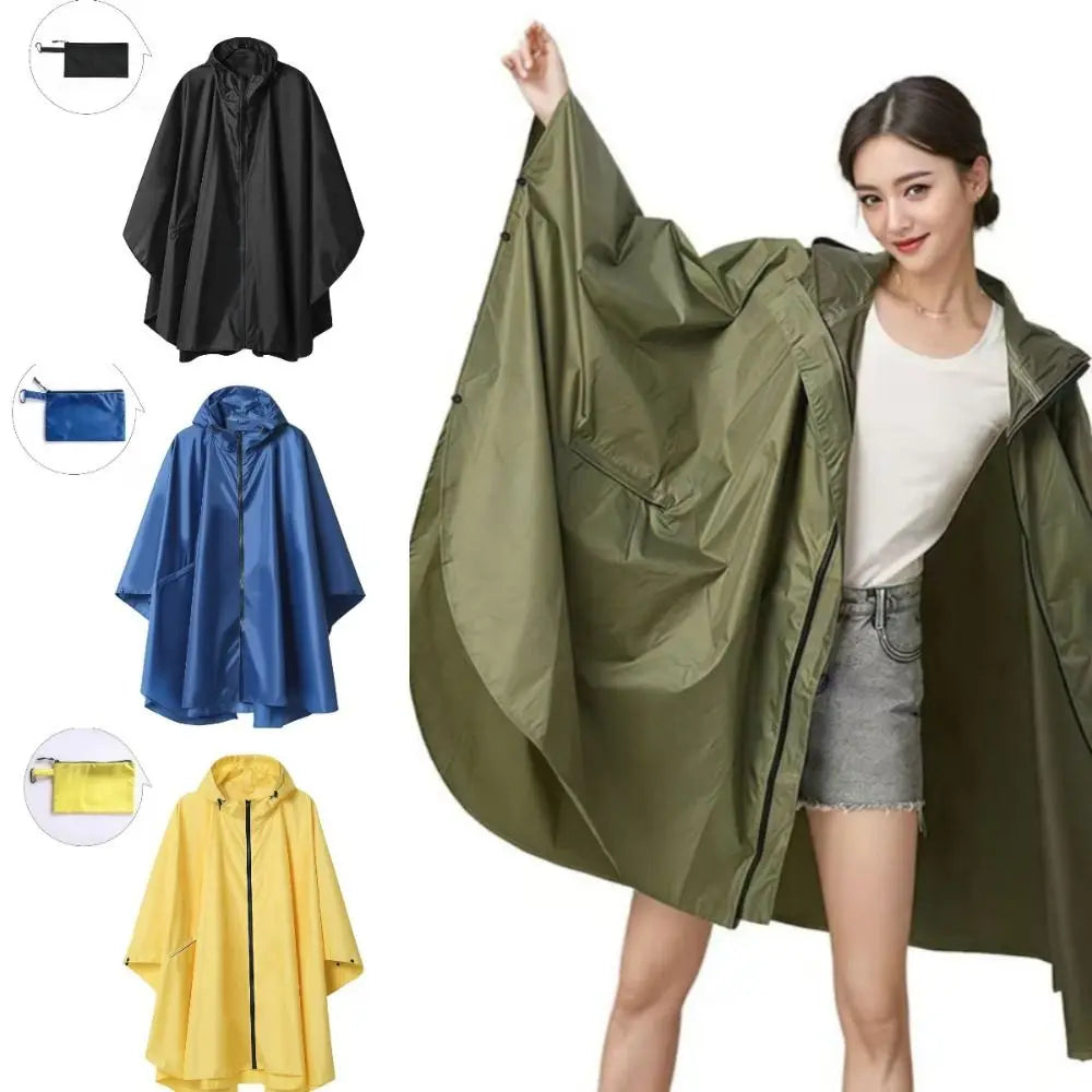 Three in One Waterproof Rain Poncho with Hood and Sleeves for Hiking