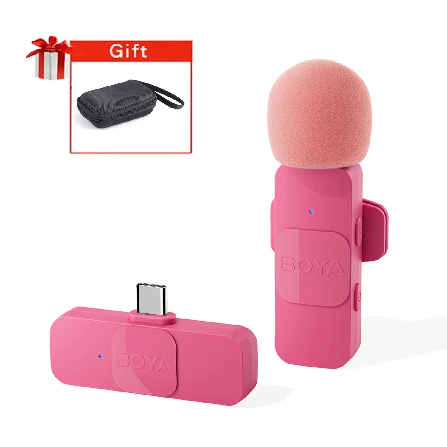 BY-V2-P Wireless Lavalier Microphone Portable Audio Video Recording Mini Mic for iPhone Android Vlog Gaming Phone Mic