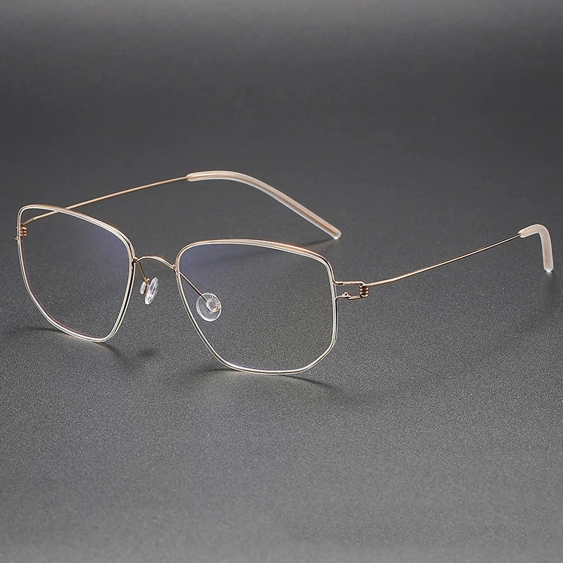 Irregular Polygon Titanium Screwless Eyeglasses Frame