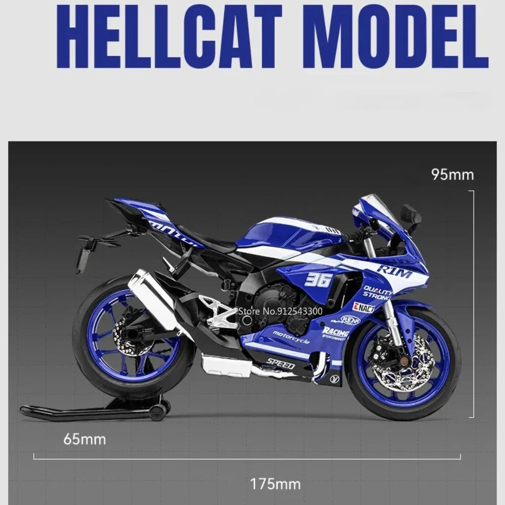 1/12 Yamaha R1M Toy Motorcycle Model Alloy Diecast with Shock Absorption Simulation Scale Motorcycle Model Toys for s Gifts