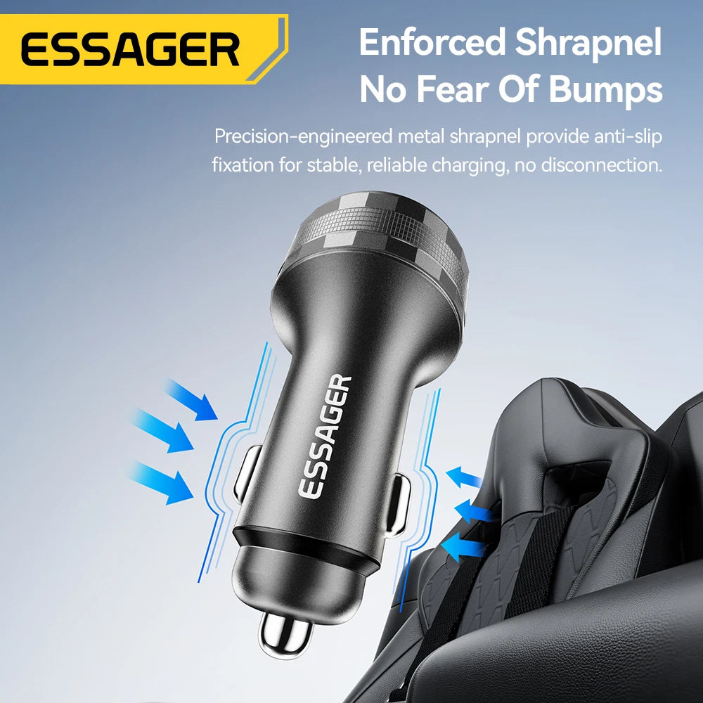 108W USB C Car Charger 3 Ports PD 3.0 Fast Charging Digital Display Dual Type C + USB Adapter