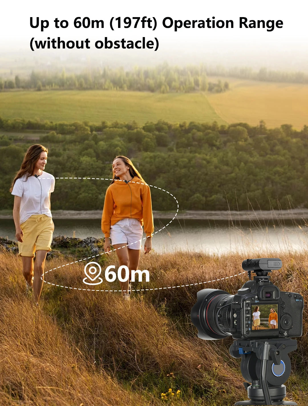 BY-WM4 PRO Wireless Lavalier Microphone for iPhone Android Smartphone DSLR Cameras Youtube Recording Live Streaming Vlog