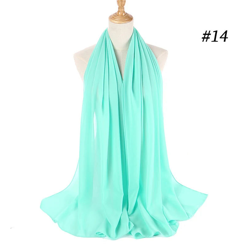 Muslim Chiffon Hijab Women Bubble Chiffon Scarf For Women Ladies Veil Muslim Islam Solid Color Malaysia Wrap Scarves