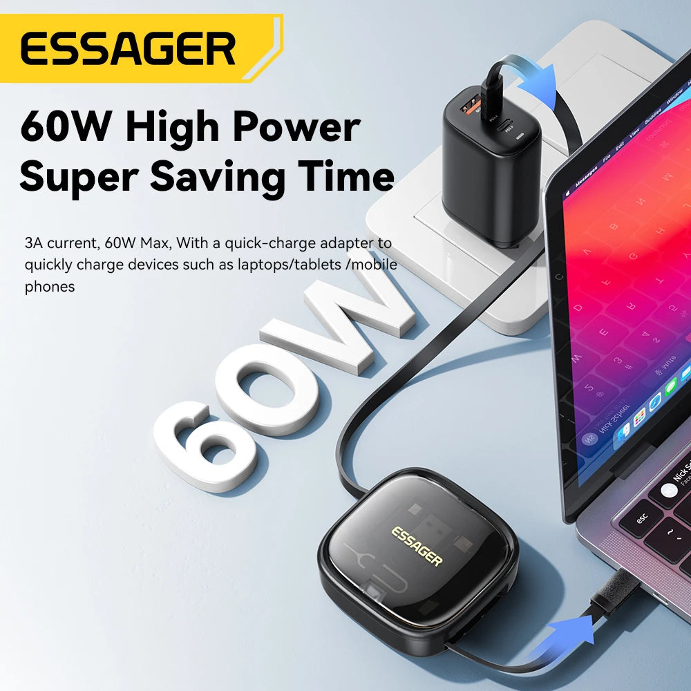 PD 60W Multifunctional USB Type-C Cable Set with Storage Box