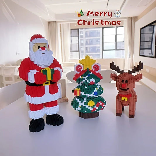 Santa Claus Elk Christmas Tree Building Blocks Toy Set Small Particle Bricks Building Blocks Toys Christmas Gift