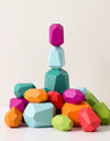 Wood Rainbow Stones Block Colorful Wooden Building Block Rainbow Stacker Balancing Stone Montessori Educational Toy Children