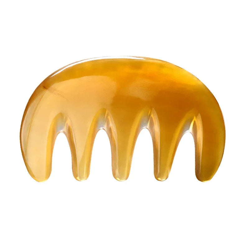 Big Teeth Head Acupoint Green 5-Tooth Meridian Blood Massage Comb Resin Large-Tooth Head Massage Tool 5-Paw Half Round Shap Comb