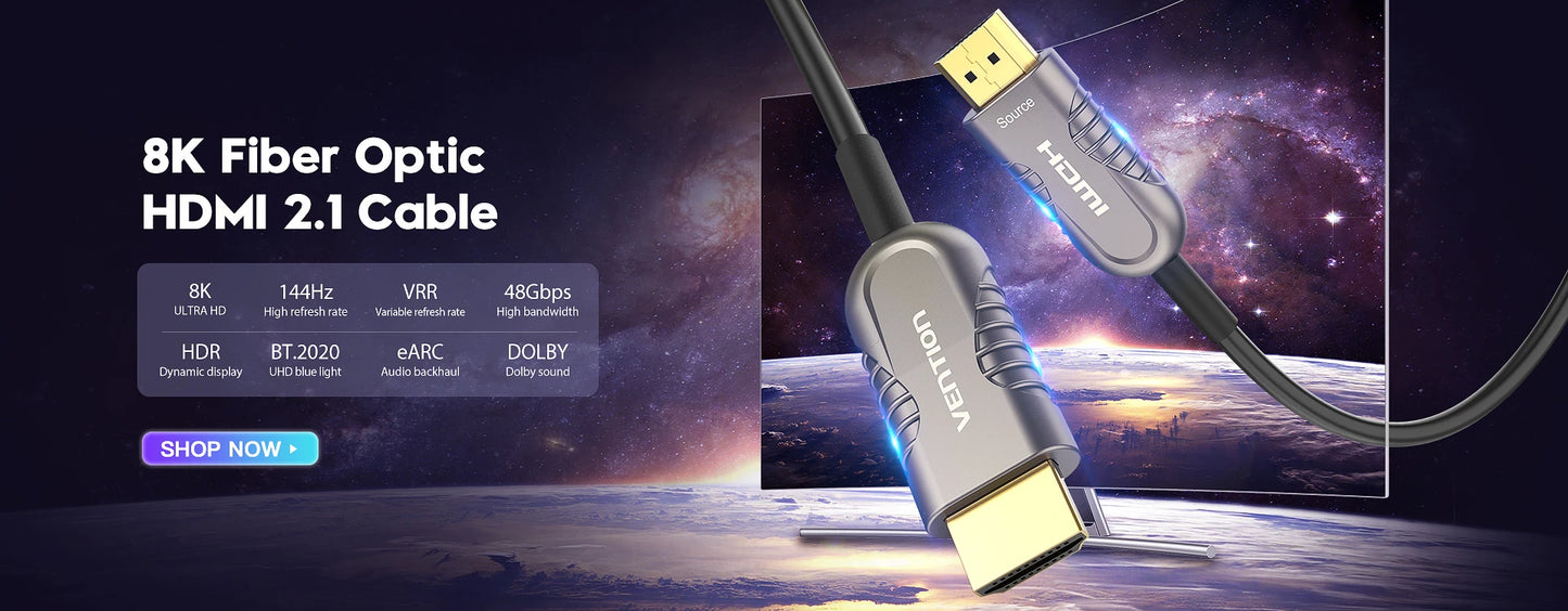 HDMI 2.1 Cable 8K/60Hz 4K/120Hz 48Gbps HDMI Digital Cables Splitter for Xiaomi TV Box HDR10+ PS5 Switch Cable HDMI 2.1