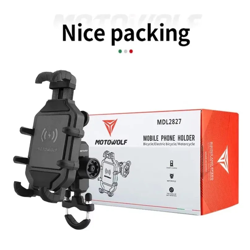 Anti-Thief Motorcycle Bike Mobile Phone Holder Fast 15W Wireless Charging Charger Cycling Mirror Stand Handlebar Mount