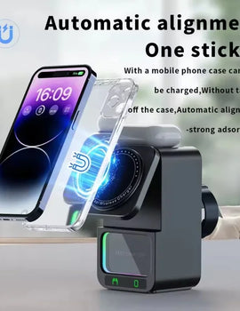 Bluetooth speaker charger with five in one speaker and wireless fast charging suitable for Apple Aeries phones/headphones/watche