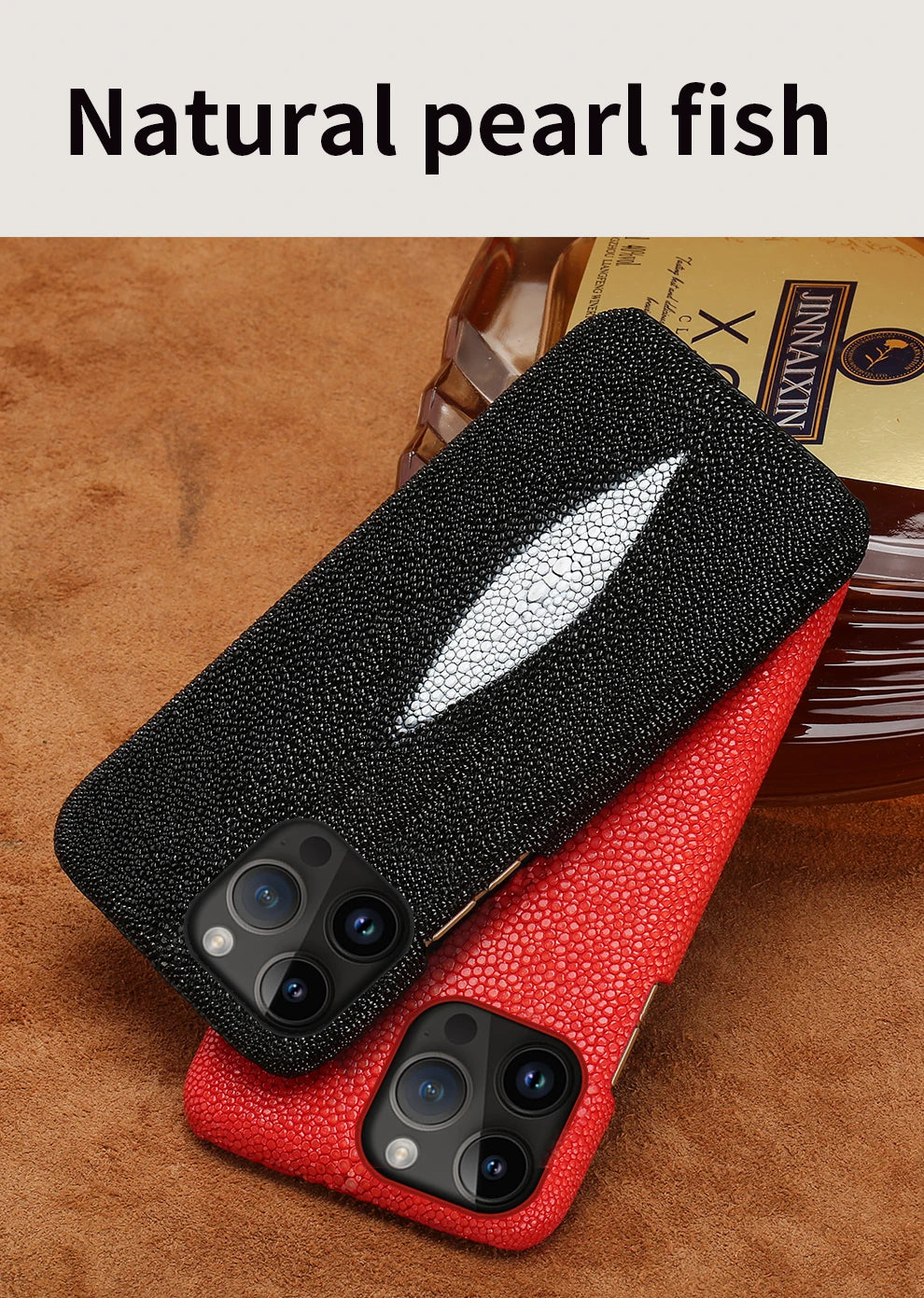 Genuine Stingray Leather Phone Case for iPhone 16 15 14 Pro Max Plus 14Pro 15Pro max Luxury Shockproof Back Cover