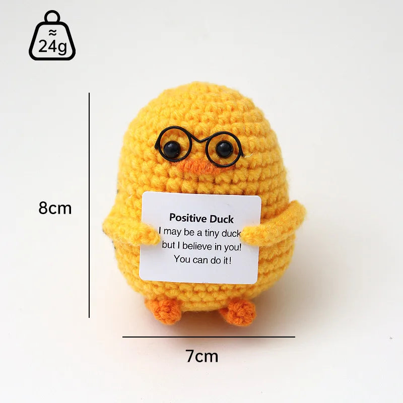 3 Pcs Positive Crochet Hedgehog Doll with Affirmation Card Home Room Decoration Funny Handmade Plush Doll Ornaments Christmas Gifts