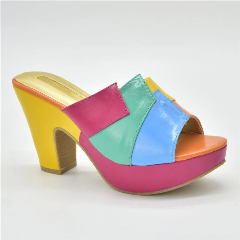 Italian Women Wedding Shoes Closed Toe Heels Colorful Heels for Women Ladies Dress Shoes Nigerian Women Party Pumps