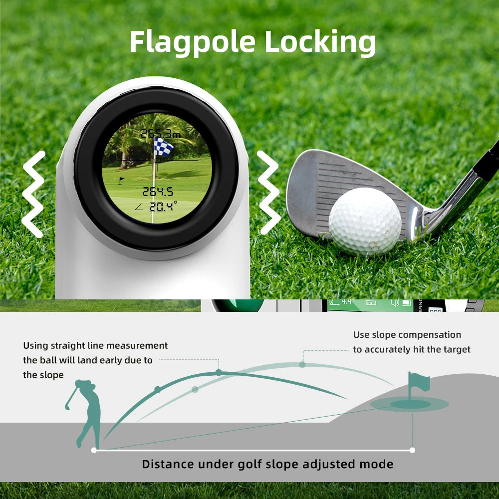 Golf Rangefinder with Slope and Pin Lock Vibration Distance Meter with Rechargeable Battery Laser Range Finder