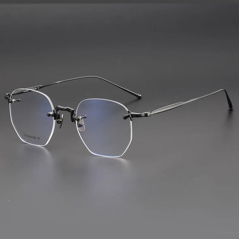 Luxury Lightweight Titanium Rimless Polygonal Eyeglasses Frames