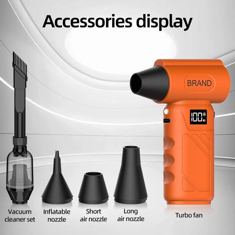 Mini pocket fan, 580,000 RPM turbo hair dryer, portable cordless vacuum cleaner, snow blower, multi-functional cleaning tools