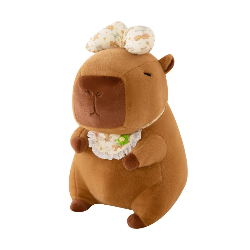 55cm Kawaii Capybara Plush Toy Cartoon with Bow Apron Stuffed Doll Large Cute Baby Gift Kids Birthday Xmas High Quality