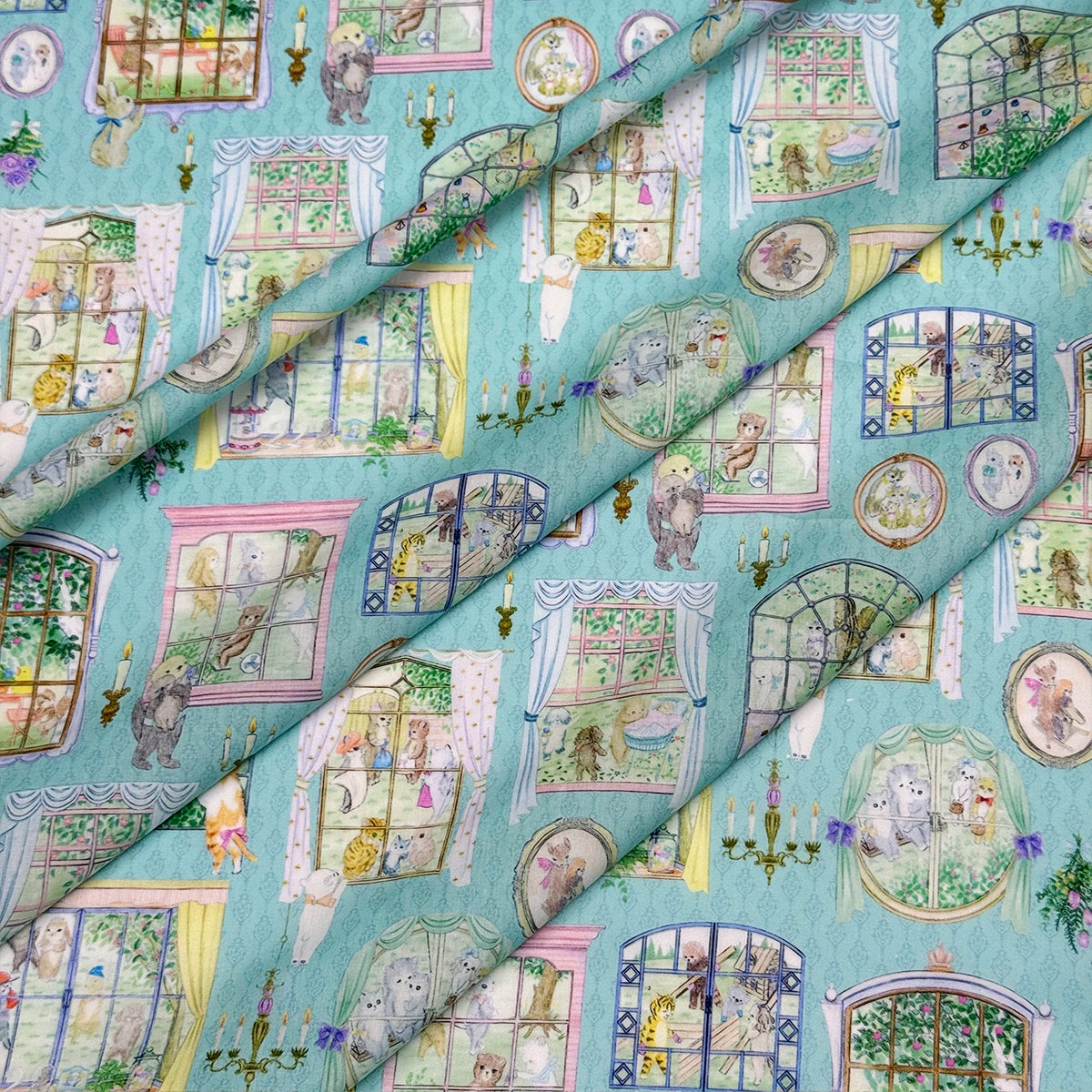 100% cotton Hokkoh-Movie studio Blue tana lawn fabric 80s Poplin printing Sewing fabric Making Dress Clothing Handmade DIY Cloth